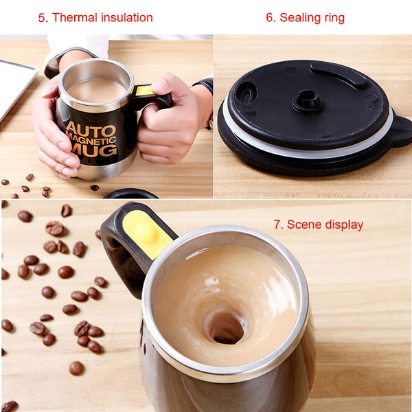 Stainless Steel Magnetic Mug-Self Stirring Mug