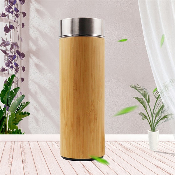 Personalized Gift Stainless Steel Vacuum Flasks Coffee Tea Bamboo-1pc